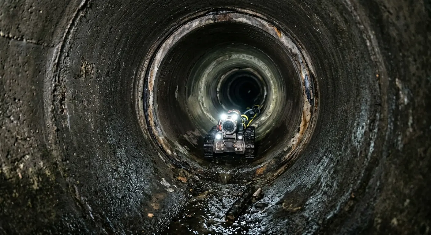 Robotic sewer camera inspecting pipe interior for Sewer Line Cleaning in Hickory Hills